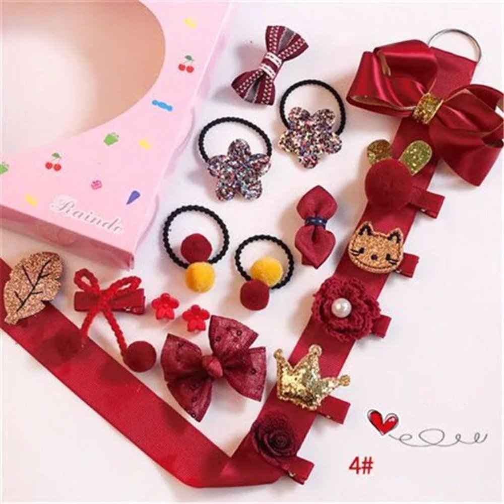 18PCS Baby Hair Clips Set for Little Girls,Hair Barrettes Hair Ties Accessories